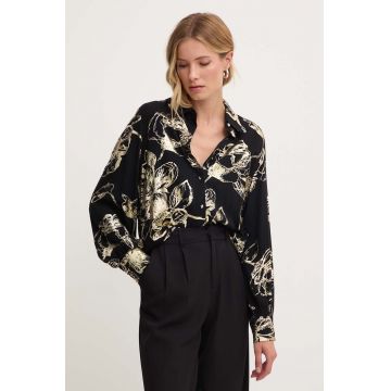 Answear Lab camasa din bumbac femei, culoarea negru, cu guler clasic, regular