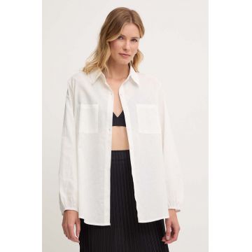 Answear Lab camasa femei, culoarea bej, cu guler clasic, regular
