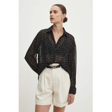 Answear Lab camasa femei, culoarea negru, cu guler clasic, relaxed