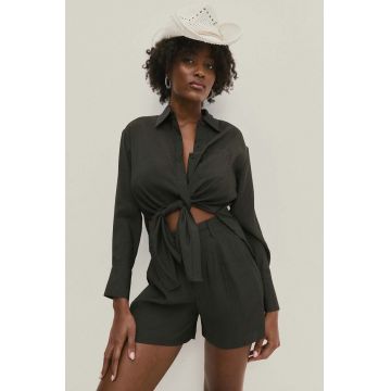 Answear Lab camasa femei, culoarea negru, cu guler clasic, relaxed