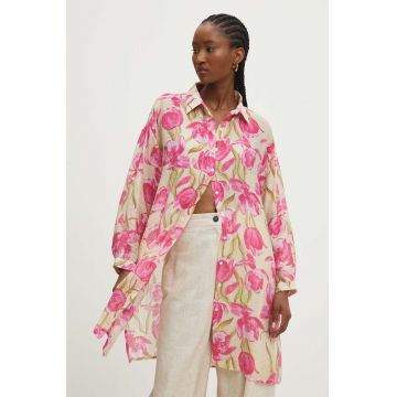 Answear Lab camasa femei, culoarea roz, cu guler clasic, relaxed