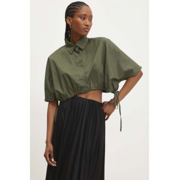 Answear Lab camasa femei, culoarea verde, cu guler clasic, relaxed