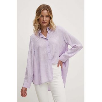 Answear Lab camasa femei, culoarea violet, cu guler clasic, regular