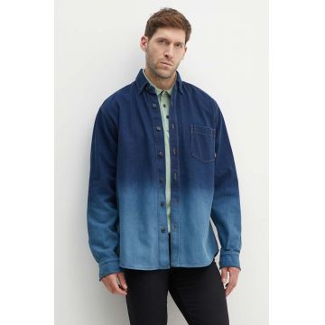 Boss Orange camasa jeans barbati, culoarea albastru marin, cu guler button-down, relaxed, 50520967