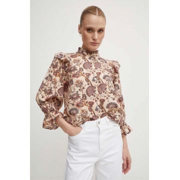 Bruuns Bazaar camasa din amestec de in ZeodaryBBCaro shirt culoarea roz, cu guler stand-up, regular, BBW3933