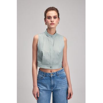 Camasa crop cu guler Mao