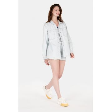 Camasa de denim cu aspect deteriorat