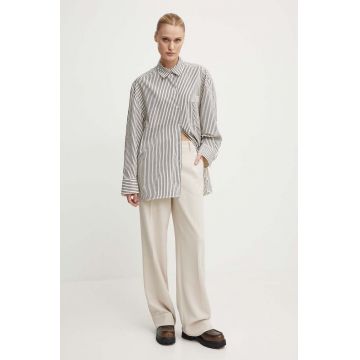 Day Birger et Mikkelsen camasa Tan - Daily Classic Stripe RD femei, cu guler clasic, relaxed, DAY65243312