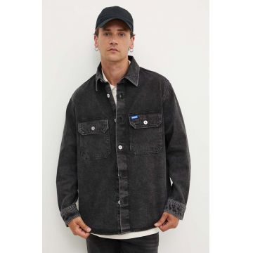 Hugo Blue camasa jeans barbati, culoarea gri, cu guler clasic, regular, 50513847