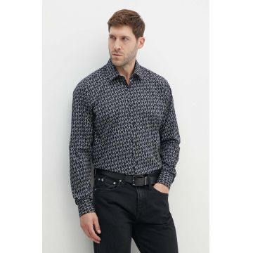 Karl Lagerfeld camasa din bumbac barbati, culoarea negru, cu guler clasic, regular, 543678.605000