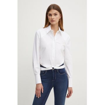Karl Lagerfeld camasa din bumbac femei, culoarea alb, cu guler clasic, regular, 245W1609