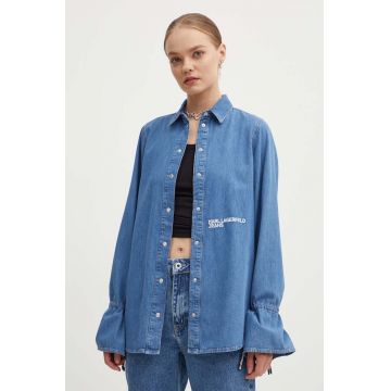 Karl Lagerfeld Jeans camasa din bumbac femei, cu guler clasic, regular, 245J1601