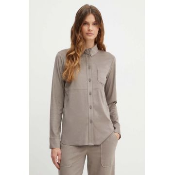 MAX&Co. camasa femei, culoarea maro, cu guler clasic, regular, 2416911022200