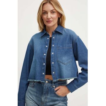 MAX&Co. camasa jeans femei, cu guler clasic, relaxed, 2426116021200