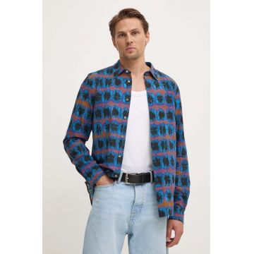PS Paul Smith camasa din bumbac barbati, culoarea albastru marin, cu guler clasic, relaxed, M2R.149T.N22104