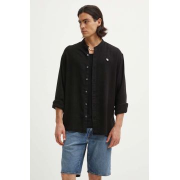 Abercrombie & Fitch camasa de in culoarea negru, cu guler stand-up, relaxed, KI125-1100
