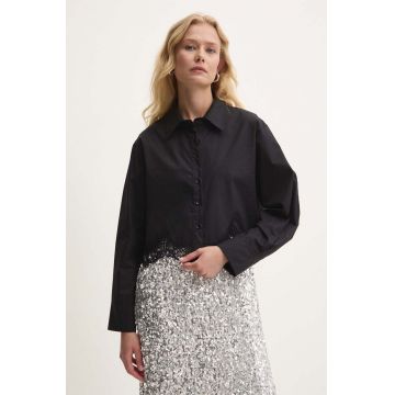 Answear Lab camasa din bumbac femei, culoarea negru, cu guler clasic, regular