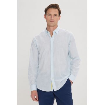 Camasa de bumbac cu guler ascutit - Albastru deschis