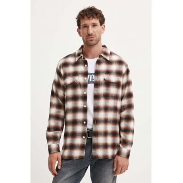 Levi's camasa din bumbac barbati, culoarea maro, cu guler clasic, relaxed