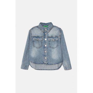 United Colors of Benetton camasa din denim pentru copii 59K4CQ03B