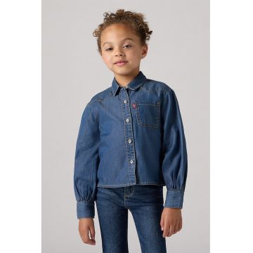 Camasa din material chambray cu buzunar pe piept