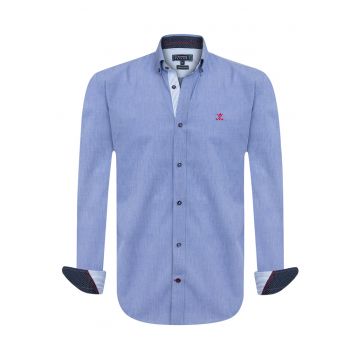 Camasa regular fit cu guler cu nasturi - Albastru - 32188