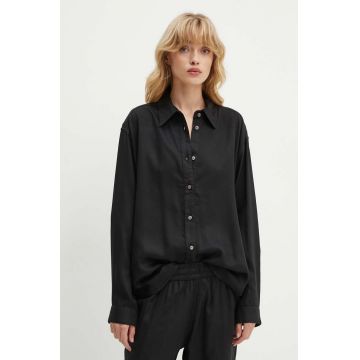 Diesel camasa S-SIMPLY-C-WN femei, culoarea negru, cu guler clasic, relaxed, A15394.0HPAG