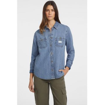 Camasa din denim cu buzunare pe piept
