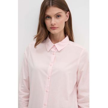 United Colors of Benetton camasa din bumbac femei, culoarea roz, cu guler clasic, regular