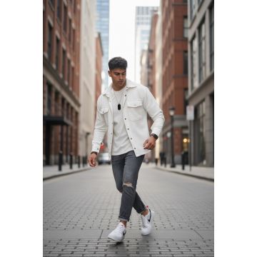 Camasa barbati casual alba cu mic defect DEF12911  P19-3.1