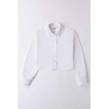 Camasa crop cu guler ascutit