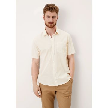 Camasa cu maneca scurta si model dungi, crem, barbati, s.Oliver