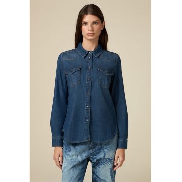 Camasa de denim cu nasturi din strasuri