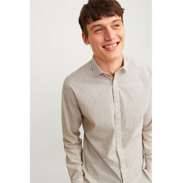 Camasa slim fit din bumbac organic cu model