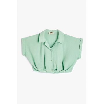 Camasa crop cu revere decupate - Verde deschis