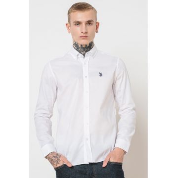 Camasa de bumbac cu logo - Alb