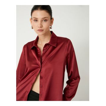 Camasa de satin cu maneci lungi