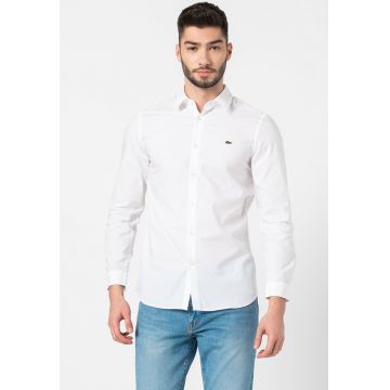 Camasa slim fit cu logo brodat pe piept