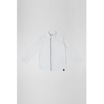 Camasa de bumbac cu maneci lungi - Negru/Alb murdar