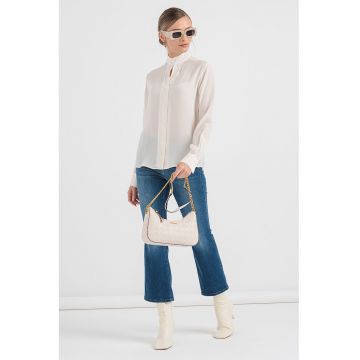 Camasa din amestec de matase semitransparenta - Alb fildes