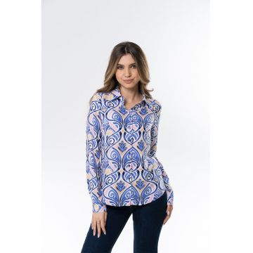Camasa cu model Urania - Albastru/Crem
