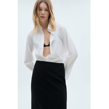 Camasa din amestec de lyocell cu guler ascutit - Alb