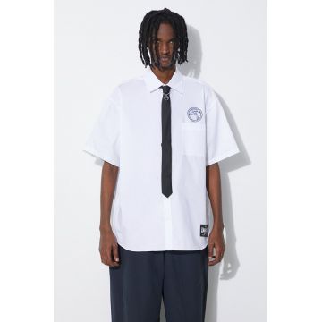 AMBUSH camasa din bumbac Circle Emblem S/S Shirt barbati, culoarea alb, cu guler clasic, relaxed, BMGG001S24FAB
