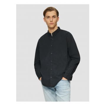Camasa barbati cu maneca lunga - croiala Regular Fit si logo -  Bleumarin inchis