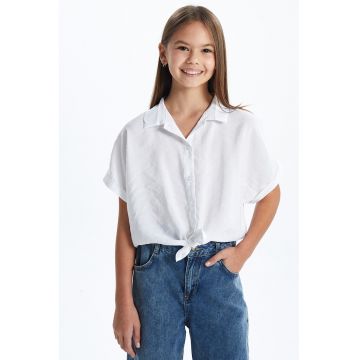 Camasa crop lejera din amestec de modal