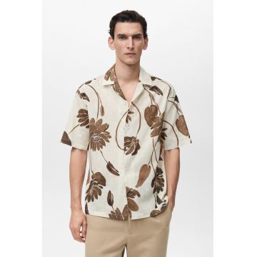 Camasa cu model floral si maneci scurte