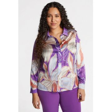 Camasa de satin cu imprimeu floral