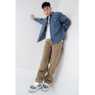 Camasa din chambray cu buzunare pe piept