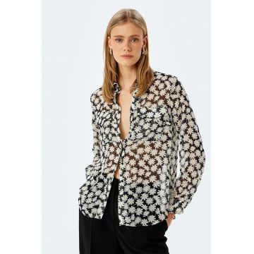 Camasa lejera transparenta cu model floral
