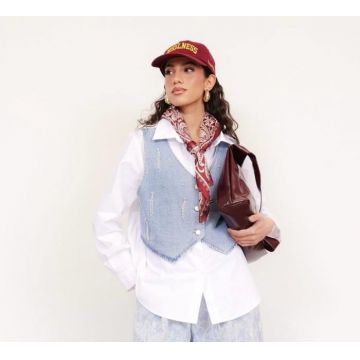 Camasa Oversize Alba din Bumbac cu Croi Masculin